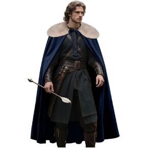 Joukavor Renaissance Velvet Cape with Viking Fur Collar for Men Halloween Cosplay