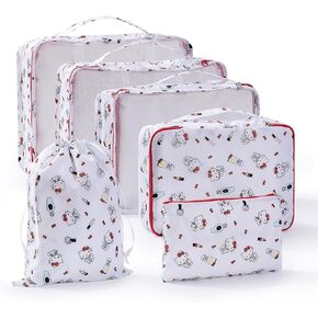 AmBealla 6 Set Travel Organizer,Packing Cubes for Travel Luggage Organizer Bags,Waterproof Pink Twill,Cute Packing Organizers for Business/Vacation,Women's Clothes Storage