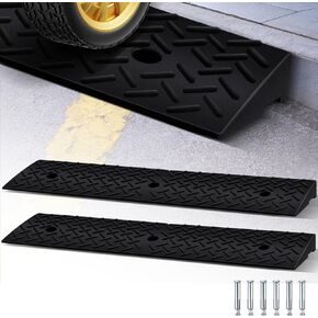 2 Pcs Driveway Curb Ramps Car Driveway Adjustable Curb Ramps Heavy Duty Rubber Threshold Ramp Kit for Loading Dock Garage Sidewalk Scooter Bike Motorcycle Wheelchair(39 x 10 x 2.4 Inch)