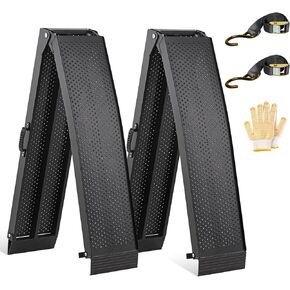 FACHNUO 2PC Aluminum Pickup Truck Ramp 7.5FT Capacity 1500LBS, Loading Ramps for Motorcycle with Handle, Lawn Mower, ATVs UTVs, Golf Cart, Lawn Mover, Folding Portable Shed Ramp