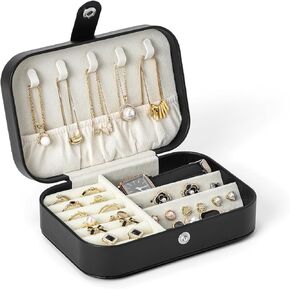 CASEGRACE Jewelry Box For Women Travel Jewelry Organizer Double Layer for Necklace Earring Rings Jewelry Holder Case