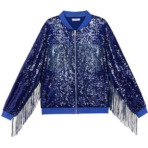 YIYI Mens Jacket Bomber Sequin Sparkly Varsity Tessel Glitter Jacket Male Party Shiny Outwear Coat Birthday Holiday Clothes