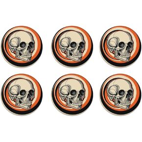 Beistle 6 Piece Retro Vintage Happy Halloween Party Favors Skull Pinback Buttons