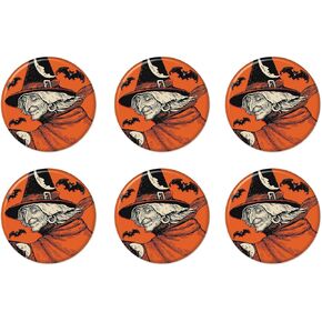 Beistle 6 Piece Retro Vintage Happy Halloween Party Party Favors Classic Witch Pinback