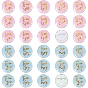 Gender Reveal Button Pins 30 Pcs, Team Boy Girl Button Pins, Pink blue Button Pin for Baby Shower Party Favors Gender Reveal Party Supplies, JasperKino-47385