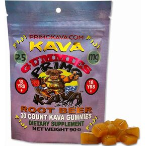 Kava Kava Gummies 25mg – Strong Noble Kava with 25mg Kavalactones for Calm & Relaxation – Fast-Acting Fiji Kava Root Extract – Root Beer Flavor – 15 Count