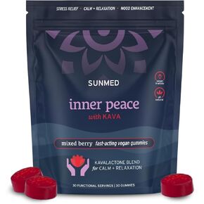 Kava Gummies for Stress Relief & Deep Calm – 100mg Kavalactones per Serving – Vegan, Pacific Island Root Extract | Mixed Berry Flavor, 30 Count