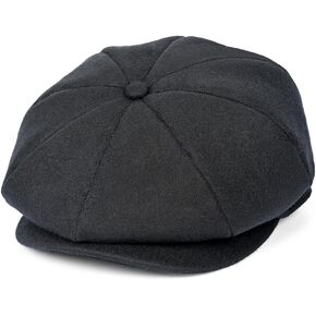 jerague Wool Newsboy Cap for Men Women - Classic Vintage Gatsby Lvy Cabbie Hat Flat Beret Cap Adjustable Size