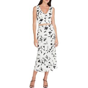 Club Monaco Women's Printed Linen Blend Midi Skirt