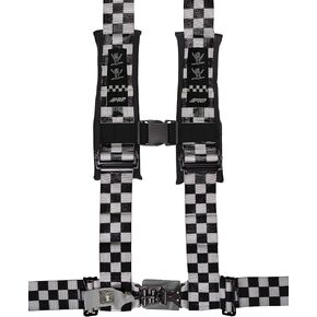 PRP Seats Shreddy Racing Harness - Quick Release Harness with Removable Pads, Bolt-in Tabs (Black and White Checkered)