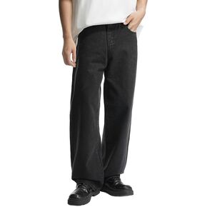 Mens Baggy Hip Hop Jeans Wide Leg Streetwear Jeans Loose Fit Y2K Skater Denim Pants
