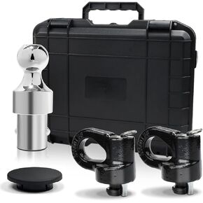 Gooseneck Hitch Ball Kit - 60692 Puck System with 2-5/16-Inch Ball and 2 Gooseneck Safety Chain Anchors Fits for 2013-2024 Ford F250 F350 F450 and Fits for 2016-2024 Silverado Trucks