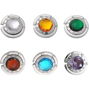 6 PCS Portable Handbag Hooks for Tables, Purse Bag Hanger Holder Hook, Folding Crystal Alloy Magic Hooks - Style 2