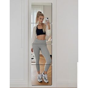 12" x 12" x4Pcs Full Length Wall Mirror Tiles, Frameless Wall Mounted Mirror Glass Wall Mirror for Home Gym, Door, Bedroom, Living Room