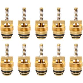 MT0065 (10 Count) M10 Brass A/C System Schrader Valve Replacement for 59356, GM 10245619, Chrysler 4882331, Ford 4L3Z19D701A & More Vehicles