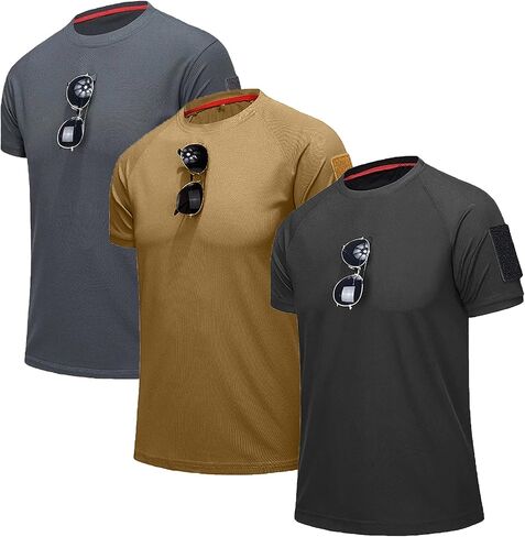 3 Pack Mens Crew Neck Polo Shirt Lightweight Short Sleeve Casual Solid T Shirts Sport Work Business Tactical Top in Saudi Arabia