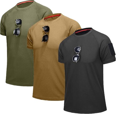 3 Pack Mens Crew Neck Polo Shirt Lightweight Short Sleeve Casual Solid T Shirts Sport Work Business Tactical Top in Saudi Arabia