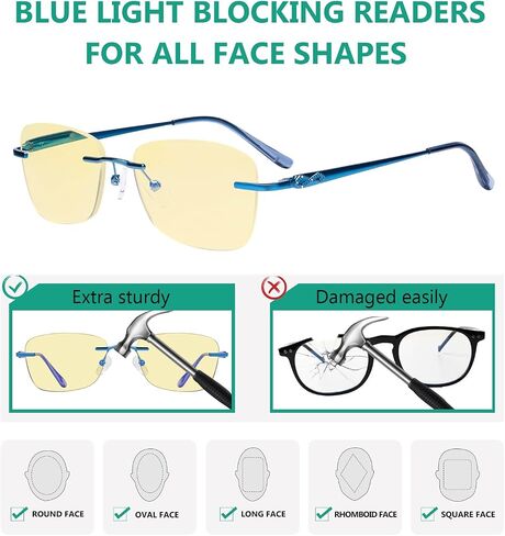 نظارات Eyekepper الزرقاء لحجب الضوء - 3 عبوات من قارئات الكمبيوتر بدون إطار in Saudi Arabia
