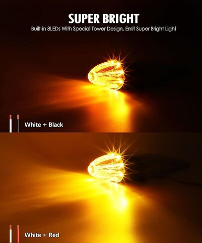 Partsam 5PCS Amber Torpedo Cab Marker, Chrome Roof Running Lights Assembly, LED High/Low-Brightness Mode Clearance Lights Compatible with International/Peterbilt/Freightliner/Mack in Kuwait