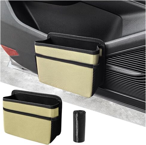 Mandark Car Trash Can ، Mini Mini Strash Bin Bin Construction ، حاوية حاوية مقاومة للسيارات ، إكسسوارات حاوية مخزنة للسيارات ، Universal لمعظم السيارات (أسود) in Saudi Arabia