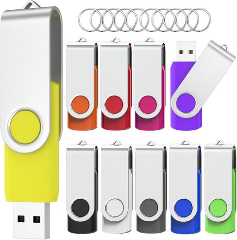 20 حزمة محرك أقراص فلاش USB 2.0 بسعة 8 جيجابايت مع سلاسل مفاتيح، محركات أقراص USB دوارة للإبهام، محرك أقراص USB للكمبيوتر المحمول (أسود) in Kuwait