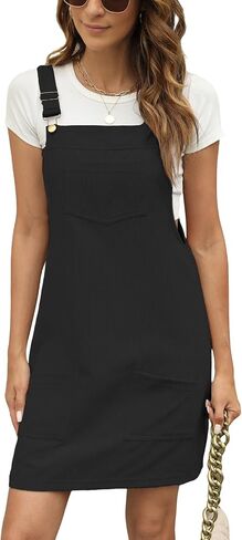CUPSHE Women Corduroy Summer Dress Front Bib Pocket Square Neck Wide Squary Squar in Saudi Arabia