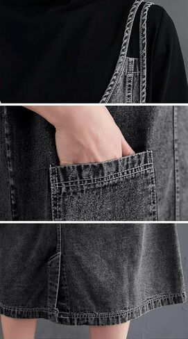 Ebossy Women's Olcyveless v Neck Denim Compley Jumper Dress in Kuwait