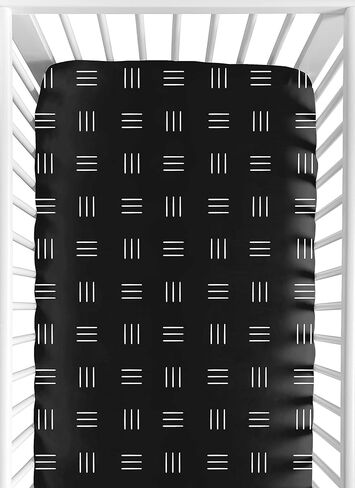 Fitted Crib Sheet for Paris Baby or Toddler Bedding by Sweet Jojo Designs - Black and White Stripe in Saudi Arabia
