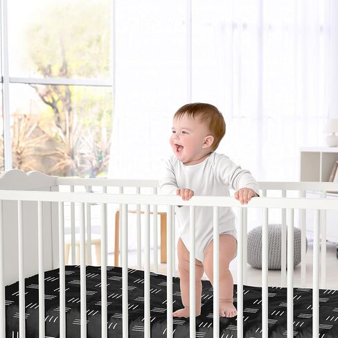 Fitted Crib Sheet for Paris Baby or Toddler Bedding by Sweet Jojo Designs - Black and White Stripe in Saudi Arabia