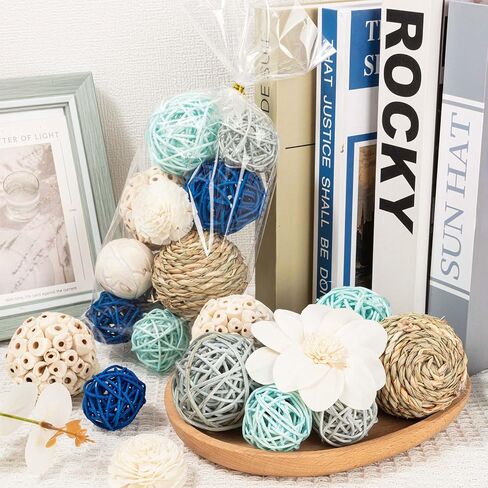 17pcs كرات زخرفية عتيقة لحشو Potpourri Bowl ، حشو وعاء للزخارف المركزية للمنزل ، كرات الخوص الراتان المنسوجة ، حشو الأجرام السماوية الراتان لزهرية العجين in Kuwait