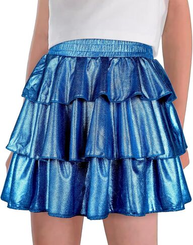 iLover Girls 3-Layers Ruffle Sparkle Skirt Shiny Dance Tutu Party Skirts in Kuwait