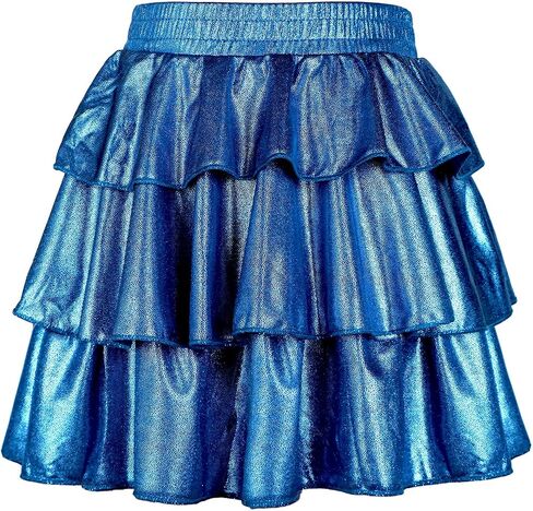 iLover Girls 3-Layers Ruffle Sparkle Skirt Shiny Dance Tutu Party Skirts in Kuwait