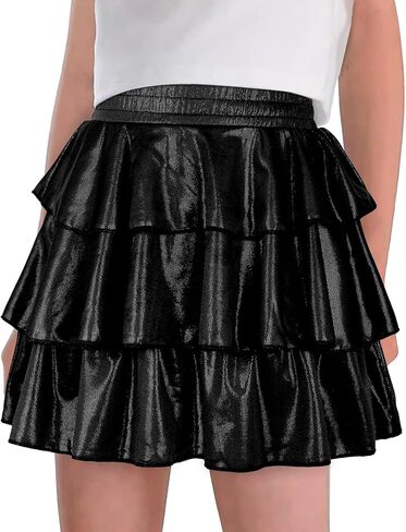 Ilover Girls 3 طبقات الكشكش تنورة لتنورة لامعة الرقص توتو التنانير in Kuwait