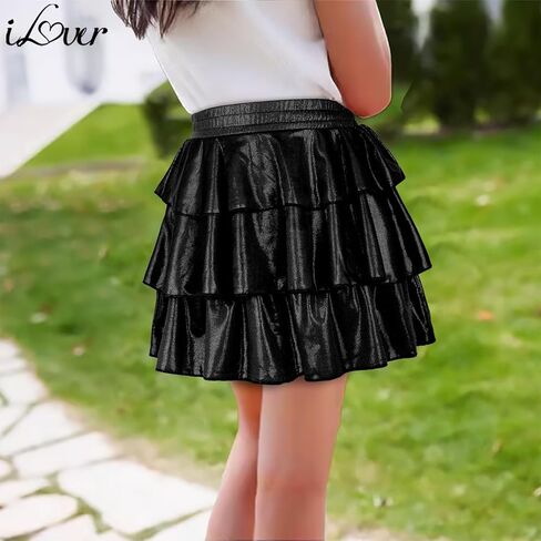 Ilover Girls 3 طبقات الكشكش تنورة لتنورة لامعة الرقص توتو التنانير in Kuwait