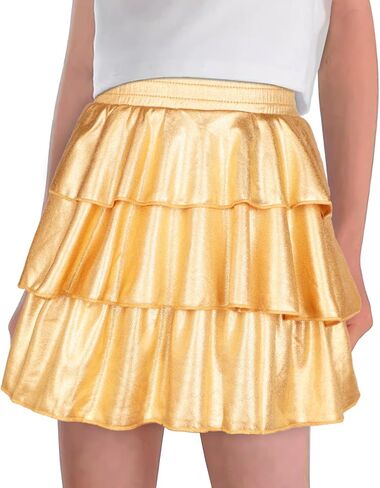 iLover Girls 3-Layers Ruffle Sparkle Skirt Shiny Dance Tutu Party Skirts in Kuwait
