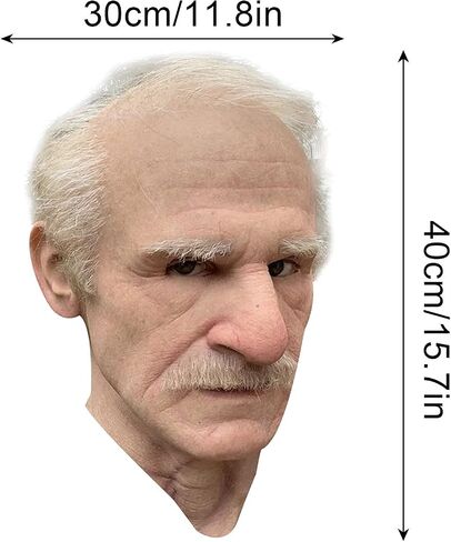 Realistic Old Man Mask Halloween Mask Scary Latex Old Man Grandpa Mask Halloween Wrinkle Face Mask in Saudi Arabia