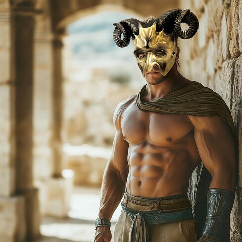 MCJC Devil Goat Horned Mask, Halloween Cosplay Props, Adult Half Face Masquerade Mask, 4 Colors in Kuwait