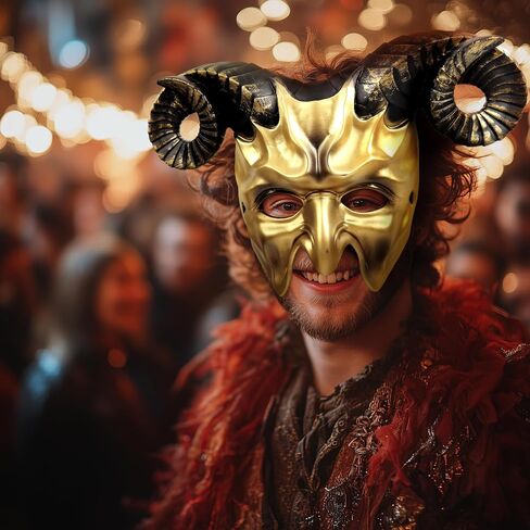 MCJC Devil Goat Horned Mask, Halloween Cosplay Props, Adult Half Face Masquerade Mask, 4 Colors in Kuwait