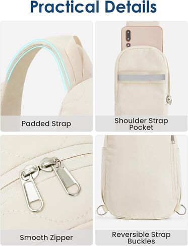 G4Free Crossbody Bag for Women Casual Sling Backpack Fashionable Shoulder Chest Fanny Packs Beige in Saudi Arabia