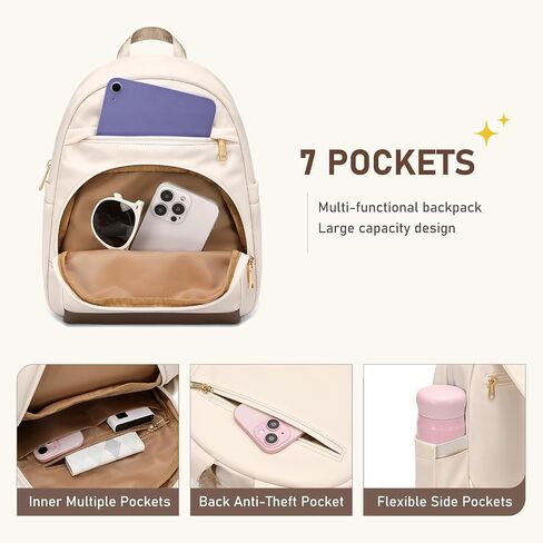 TENSTAR Mini Backpack for Women Stylish Convertible Back Pack Purse, Light Weight Daypack Purses Daily Backpack Cute Bookbag for College Travel, Apricot in Saudi Arabia