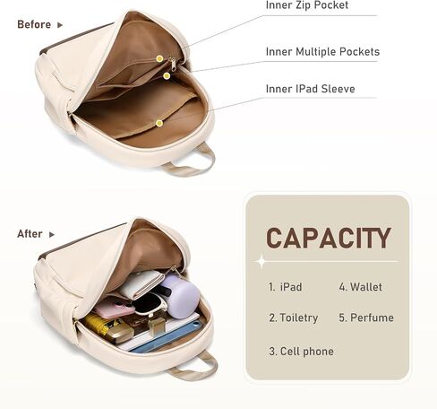 TENSTAR Mini Backpack for Women Stylish Convertible Back Pack Purse, Light Weight Daypack Purses Daily Backpack Cute Bookbag for College Travel, Apricot in Saudi Arabia