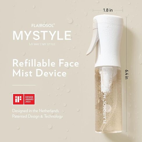 FLAIROSOL MyStyle, Spray Bottle for Hair - Small Travel Spray Bottle, Ultra Fine Continuous Water Mist for Face, Hairstyling, Salon, Cleaning, Beauty, Toners, Hydration & Makeup, 3.04oz / 90ml, White in Saudi Arabia