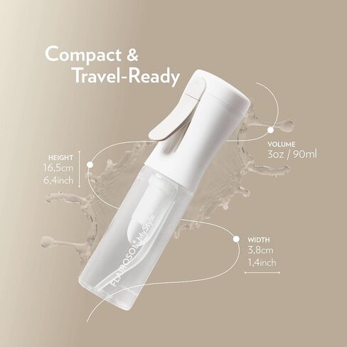 FLAIROSOL MyStyle, Spray Bottle for Hair - Small Travel Spray Bottle, Ultra Fine Continuous Water Mist for Face, Hairstyling, Salon, Cleaning, Beauty, Toners, Hydration & Makeup, 3.04oz / 90ml, White in Saudi Arabia