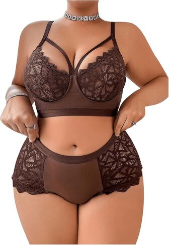Soly Hux Women's Plus Size Lege Lingerie Bra Wireless Bra و Panty 2 قطعة داخلية in Kuwait