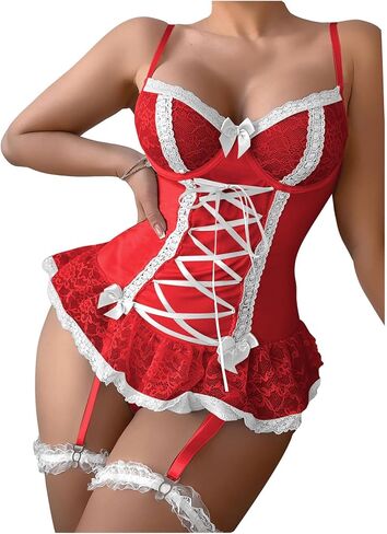 مجموعة الملابس الداخلية للنساء الدانتيل bodysuit مثير مشد الترقيع bodystocking مع جوارب in Kuwait