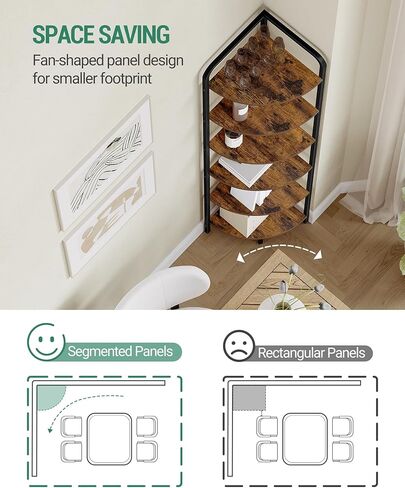 حامل رف الزاوية ، خزانة الكتب الزاوية ، رف النبات ، رف عرض الزاوية ، رف واقف مع إطار معدني لغرفة المعيشة ، الحمام ، المطبخ ، الطراز الحديث ، 6 طبقات بنية ريفية CS06601B in Kuwait