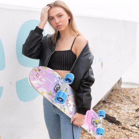 Standard Skateboards with Colorful Flashing Wheels for Beginners, Kids,Teens, 7 Layer Maple Complete Skateboard for Girls Boys, 31" x 7.8" Double Kick Concave Kids skateboard with Skate T-Tool in Saudi Arabia