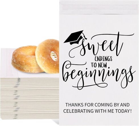 100Pcs 5x7.1 Inches Graduation Cookie Treat Bags Sweet Endings to New Beginnings Self-Adhesive Buffet Gift Bags Congrats Grad Kraft Paper Bags for School Party Supplies in Saudi Arabia