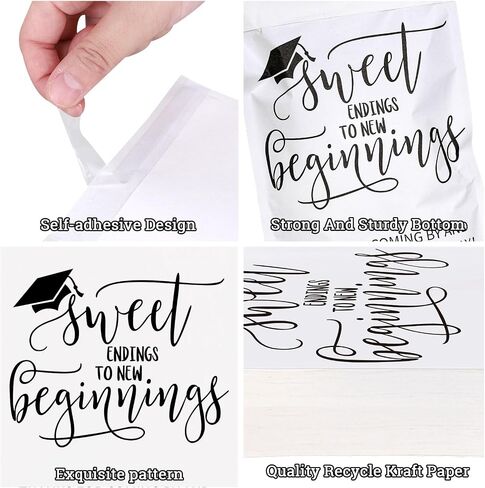 100Pcs 5x7.1 Inches Graduation Cookie Treat Bags Sweet Endings to New Beginnings Self-Adhesive Buffet Gift Bags Congrats Grad Kraft Paper Bags for School Party Supplies in Saudi Arabia