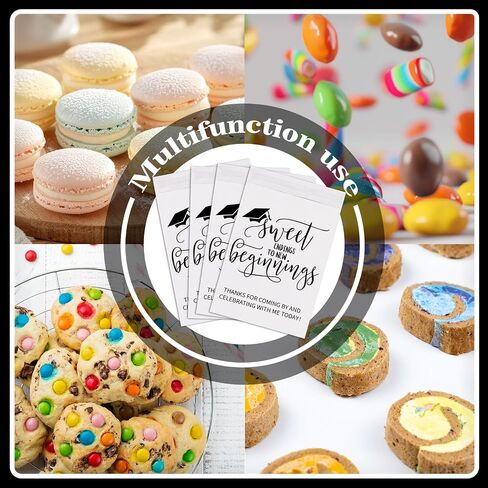 100Pcs 5x7.1 Inches Graduation Cookie Treat Bags Sweet Endings to New Beginnings Self-Adhesive Buffet Gift Bags Congrats Grad Kraft Paper Bags for School Party Supplies in Saudi Arabia
